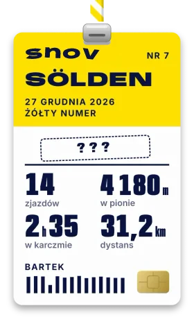 Karnet dnia z Sölden: 14 zjazdów, 4180 m w pionie, 31,2 km, 2:35 w karczmie. Tytuł dnia zakryty.
